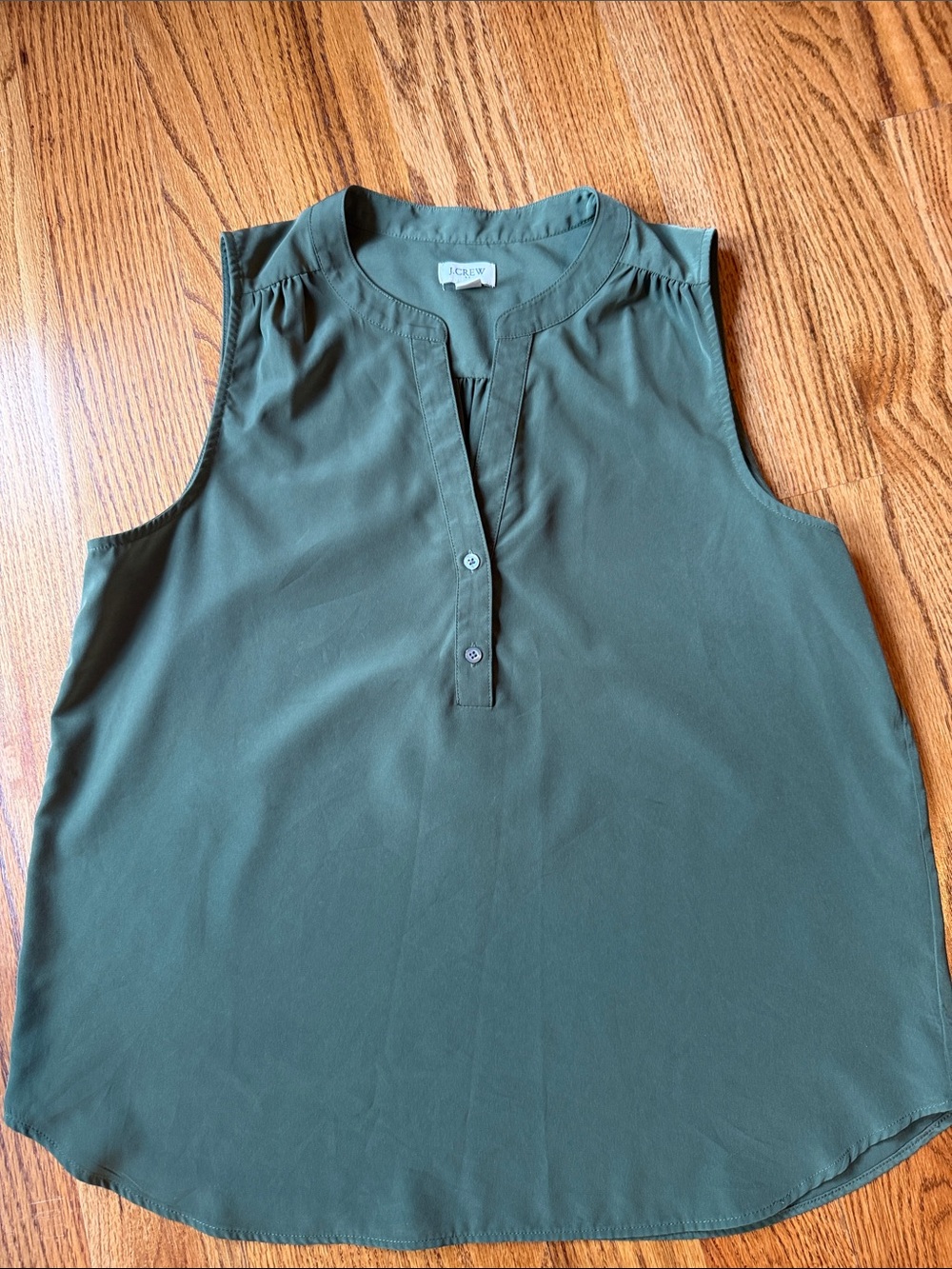 J. Crew Olive Green Sleeveless Henley Sleeveless Blouse